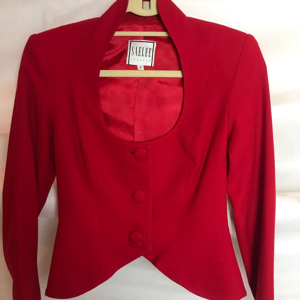 100% Wool Sexy Red Jacket Sz 2